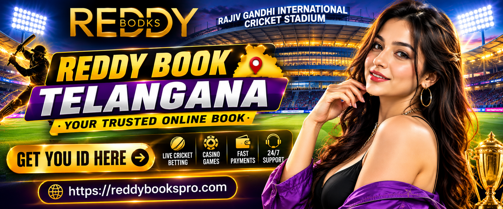 Rajiv Gandhi International Cricket Stadium Hyderabad — SRH Sunrisers Hyderabad IPL cricket betting Reddybook Telangana