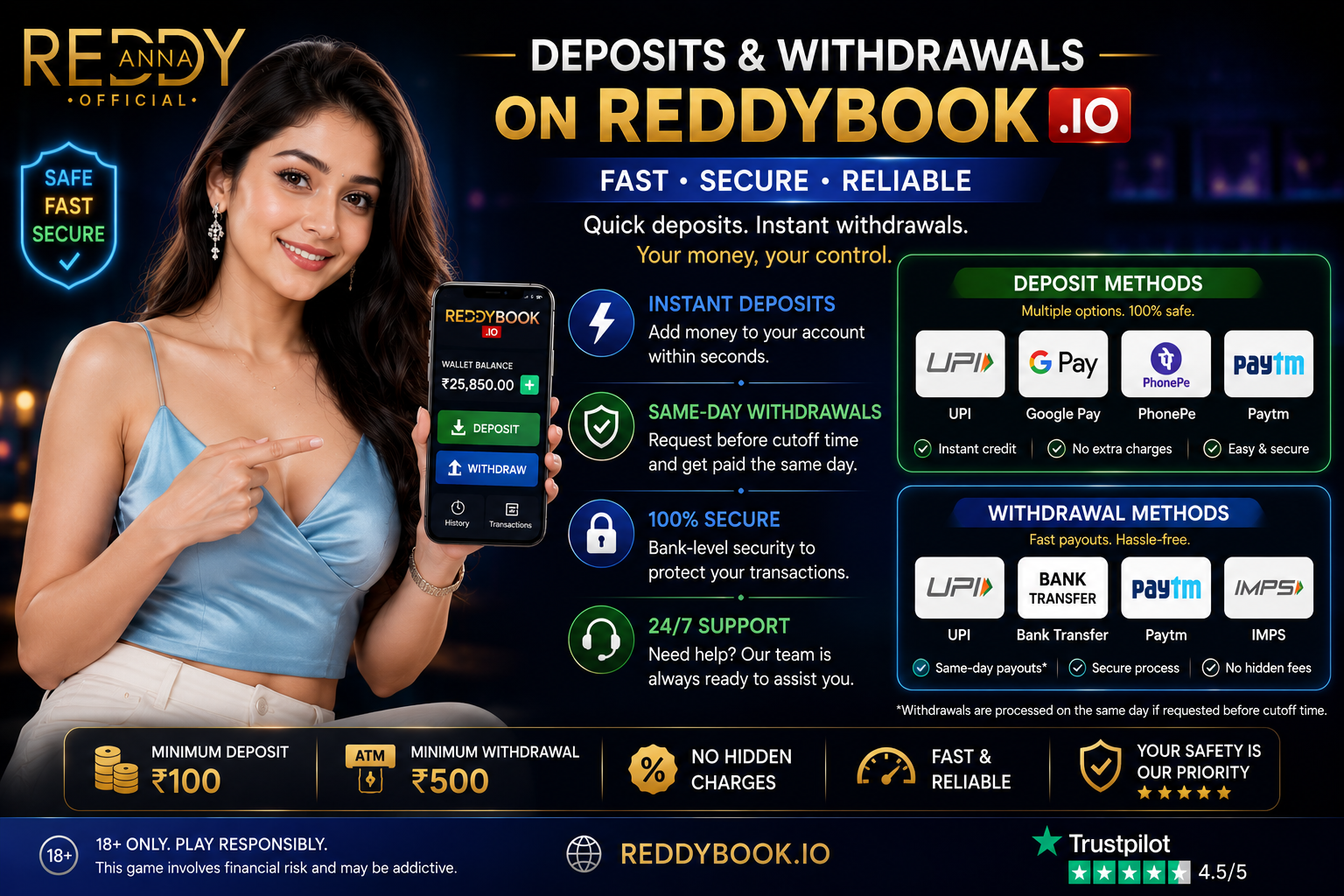 Reddybook IO payment methods — UPI, GPay, PhonePe, Paytm